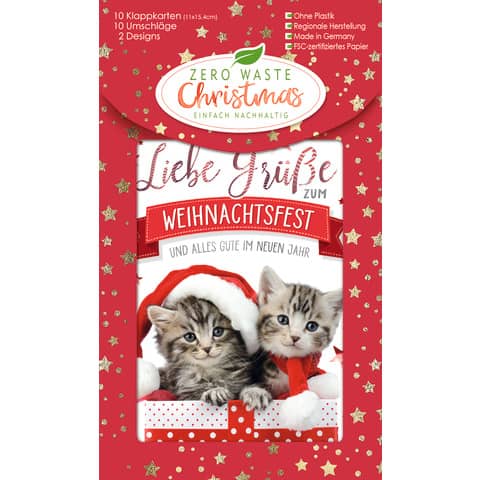 Doppeltext-Weihnachtskarte, 10 Stück, sortiert  22-5784