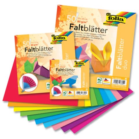 Faltblatt Duo, 10x10cm, 50 Blatt, sortiert FOLIA 499/1010