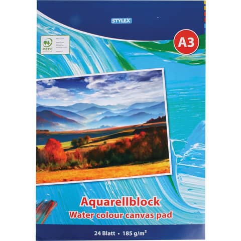 Aquarellblock, A3, 185g/m², 24 Blatt STYLEX 28691