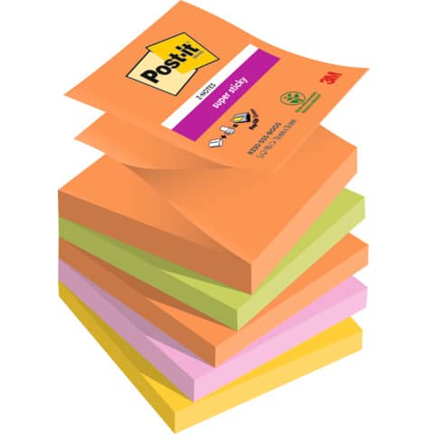 Haftnotizblock Super Sticky Z-Notes Boost Collection, 76x76mm, 5x90 Blatt, sortiert POST-IT R330-5SS-BOOS