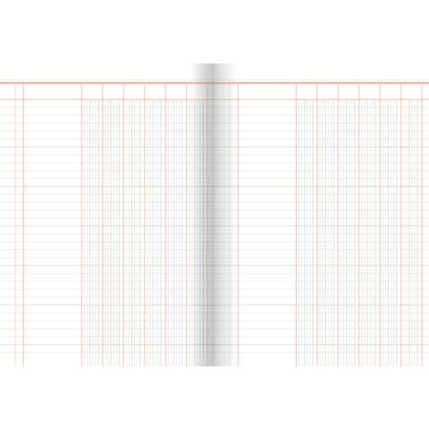 Spaltenbuch, A4, 6 Spalten/ 1 Seite, 30 Blatt, Karton, liniert, rot/grau, rot RNK 3406