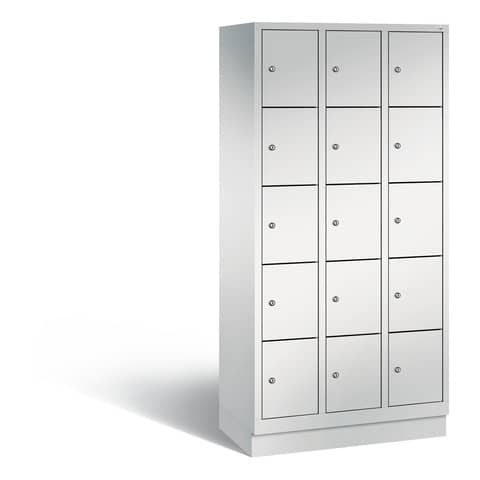 Schließfachschrank Classic, 3x5 Fächer, 180x90x50cm, hellgrau CP 8020-305/RAL7035 S10000