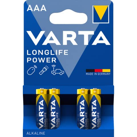 Batterie Alkali-Mangan Longlife Power, LR03/AAA/Micro, 4 Stück VARTA 04903121414