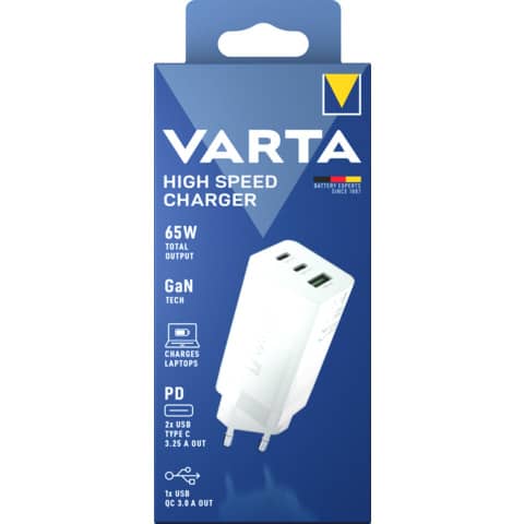 Ladegerät Speed Charger 65W weiß  USB-A/2x USB-C VARTA 57956 101 401