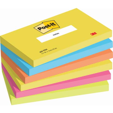 Haftnotizblock Energetic Collection, 76x127mm, 6x100 Blatt POST-IT 655-TFEN