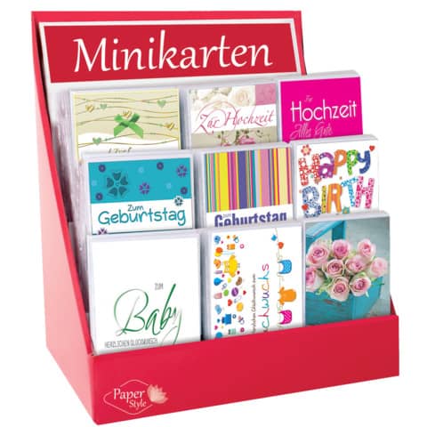 Glückwunschkarten Mini, 180er Box, sortiert PAPER STYLE 97-0118