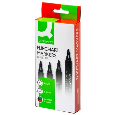 Flipchartmarker, 2-3mm, Rundspitze, 4 Stück, sortiert Q-CONNECT KF01551