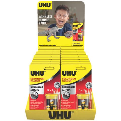 Sekundenkleber Mini 3x1g sortiert   im Thekendisplay UHU 49955