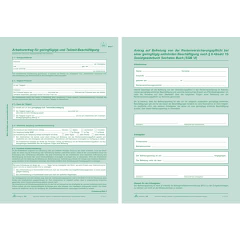 Arbeitsvertrag für geringfügig und Teilzeit-Beschäftigte, selbstdurchschreibend, 10 Stück RNK 518