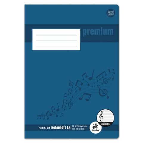 Notenheft Academy, A4 hoch, 8 Blatt, 12 Noten STAUFEN PREMIUM 734017515