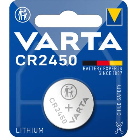 Knopfzellen-Batterie Lithium CR2450, 1 Stück VARTA 06450101401