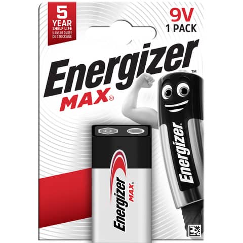 Batterie Alkali-Mangan MAx 9V, 6LR61/E-Block, 1 Stück ENERGIZER E301531802