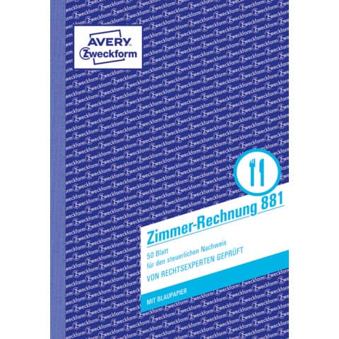 Zimmerrechnung mit Blaupapier, A5, 50 Blatt AVERY ZWECKFORM 881