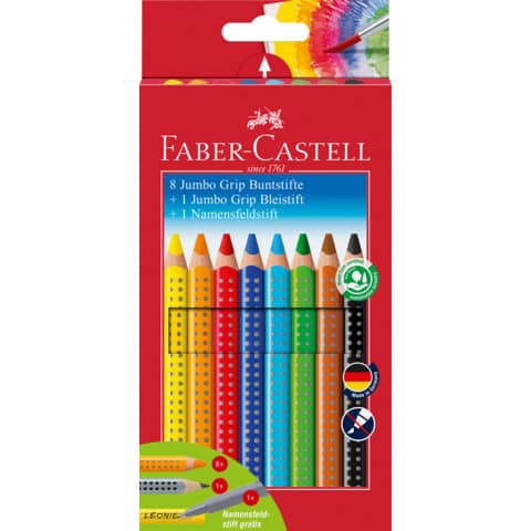Farbstiftetui Jumbo Grip, 8 Stück+1+1  gratis FABER CASTELL 280921