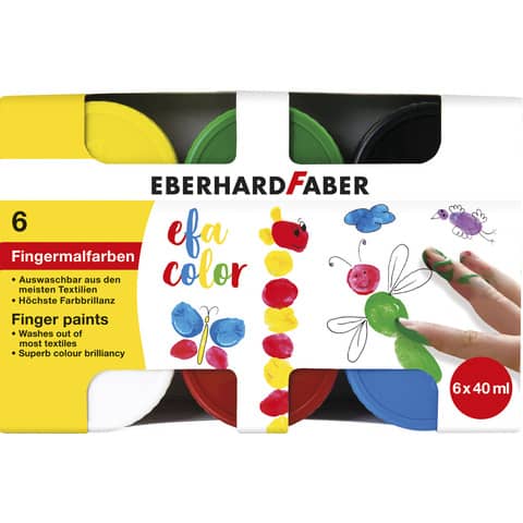 Fingerfarben-Set, 40ml, 6 Stück, sortiert EBERHARD FABER 578606