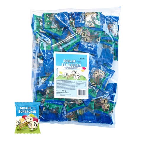 Fruchtgummi Schlafschäfchen, 100x8,5g, blau/grün HELLMA 70103483