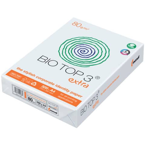 Kopierpapier Bio Top 3®extra, A4, 80g/m², 500 Blatt, naturweiß MONDI 2100005019