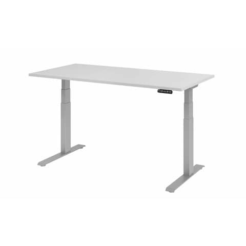 Schreibtisch C-Fuß - 160 x 64-129 x 80 cm, elektrisch höhenverstellbar, grau/silber HAMMERBACHER MONT.VXDKB16/5/S