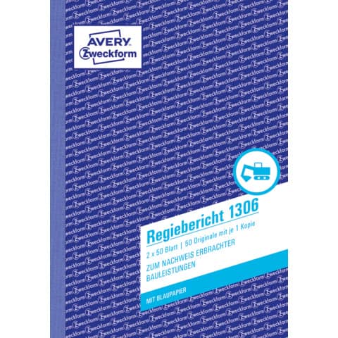 Regiebericht mit Blaupapier, A5, 2x50 Blatt AVERY ZWECKFORM 1306