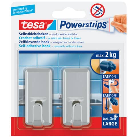 Klebehaken Powerstrips® Systemhaken ablösbar, classic, 1500g, chrom TESA 58051-00010-01