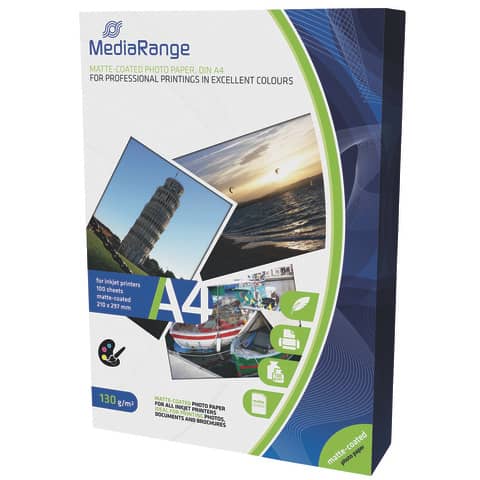 Inkjet Fotopapier 100 Blatt A4 matt weiß   130g MEDIARANGE MRINK101