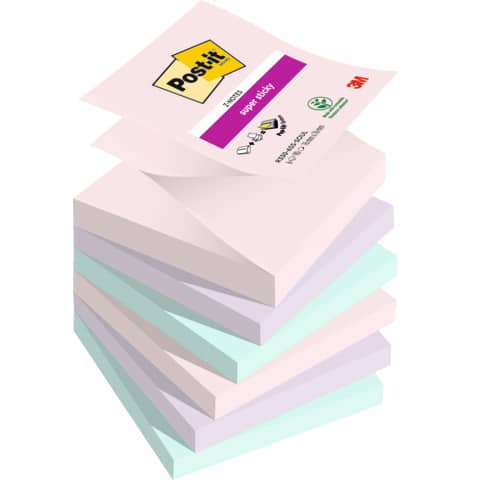 Haftnotizblock Super Sticky Z-Notes Soulful Collection, 76x76mm, sortiert, 6 x 90 Blatt POST-IT R330-6SS-SOUL