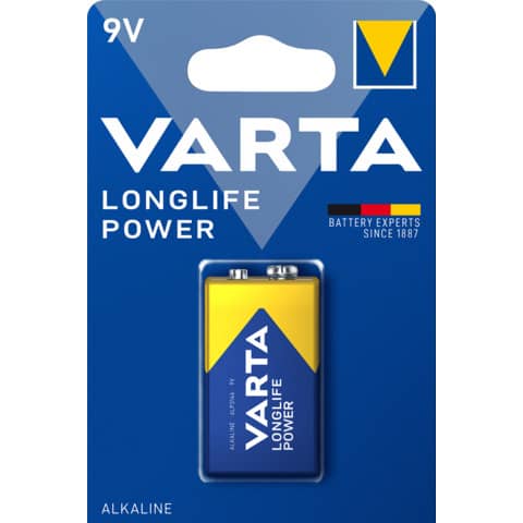 Batterie Alkali-Mangan Longlife Power 9V, 6 LP 3146/E Block, 1 Stück VARTA 04922121411