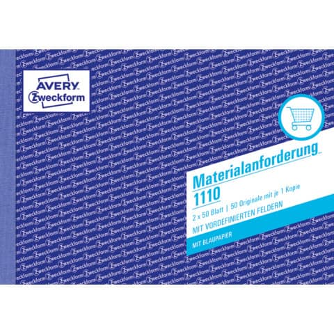 Materialanforderung mit Blaupapier, A5, 2x50 Blatt AVERY ZWECKFORM 1110