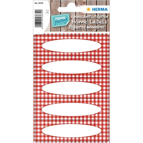 Küchenetiketten Vichy-Karo, 84x120mm, 20 Stück, rot HERMA 3639