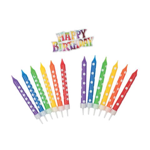 Geburtstagskerze Birthday Fun Rainbow, 13-teilig, sortiert TRENDHAUS 944665