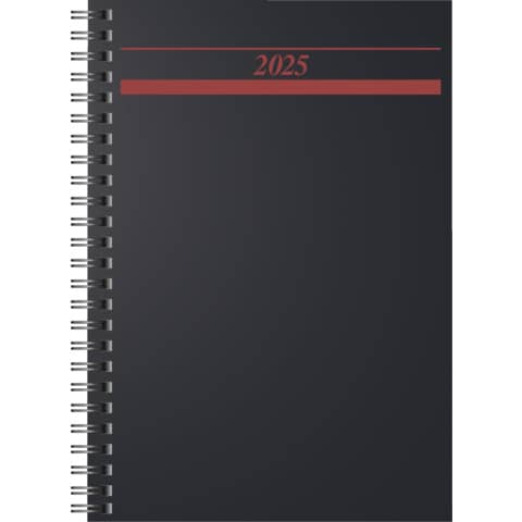 Spiralbuchkalender Timing 1 2025, 14,8 x 21 cm, PVC, schwarz RIDO 70-21 822 905