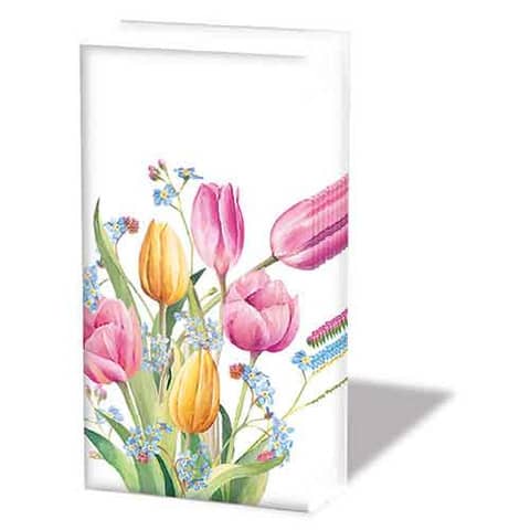 Taschentuch Tulips bouquet, 21,5 x 22 cm, 4-lagig, 10 Stück AMBIENTE 12217030