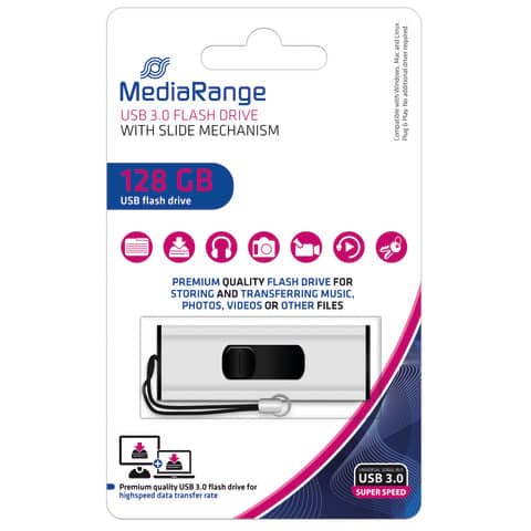 USB Stick 3.0 super speed, 128GB MEDIARANGE MR918