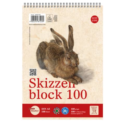 Skizzenblock, A5, 100g/m², 100 Blatt, weiß EDITION DÜRER 040901000