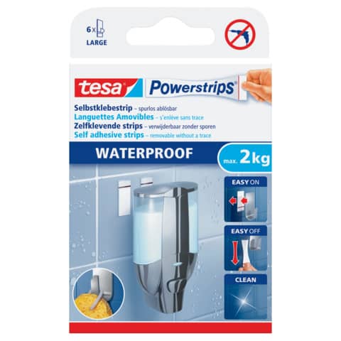 Haken ablösbar tesa Powerstrips® Waterproof Strips Large, 2 kg, 6 Stück TESA 59700-00000-04