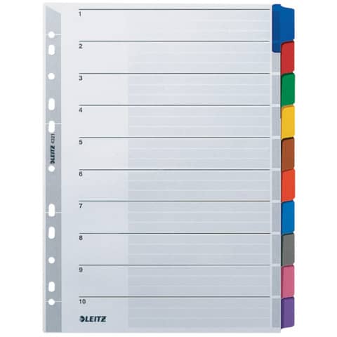 Kartonregister Blanko, A4, Karton, 10 Blatt, grau LEITZ 4321-00-00