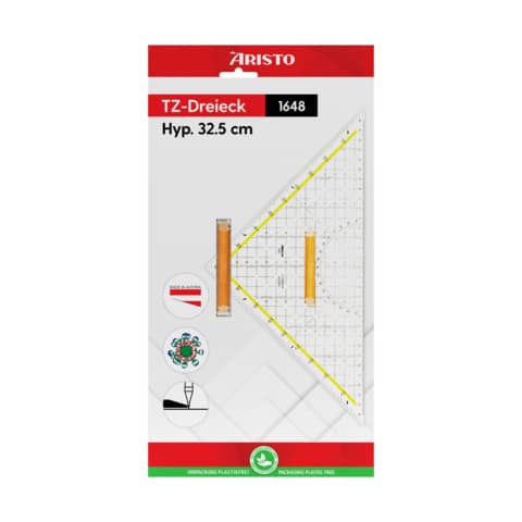 TZ-Dreieck 32.5 cm, mit Holzgriff, Facette an Hypotenuse ARISTO AR1648