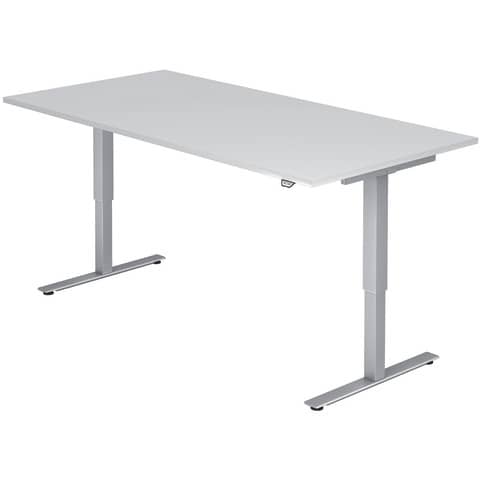 Schreibtisch T-Fuß - 180 x 73-119 x 80cm, elektrisch höhenverstellbar, weiß/silber HAMMERBACHER MONT.VXMST19/W/S