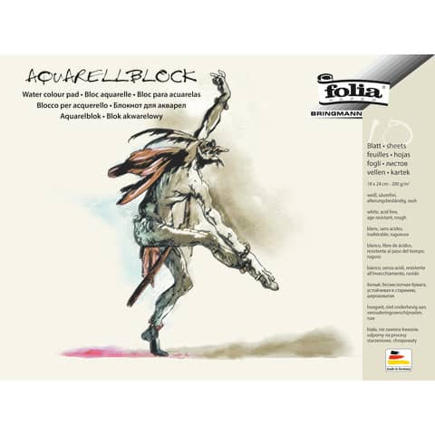 Aquarellblock, 18 x 24 cm, 200g/m², 10 Bogen FOLIA 8331