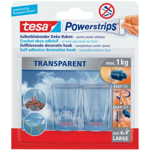 Powerstrips®XL, 1kg, 2 Stück, transparent TESA 58813-00000-00