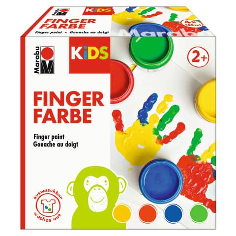 Fingerfarbe, 4x100ml, sortiert MARABU 03030 000 00080