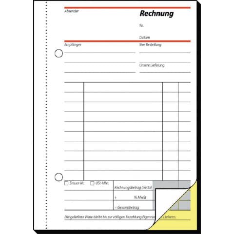 Rechnung, A6, 2x40 Blatt SIGEL SD033