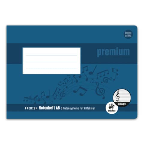 Notenheft Academy, A5 quer, 8 Blatt, 6 Noten STAUFEN PREMIUM 734017513