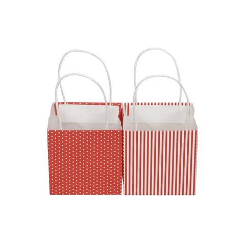 Geschenktragetasche Papier, 12 x 12 x 12 cm, rot/weiß sortiert  661331012449