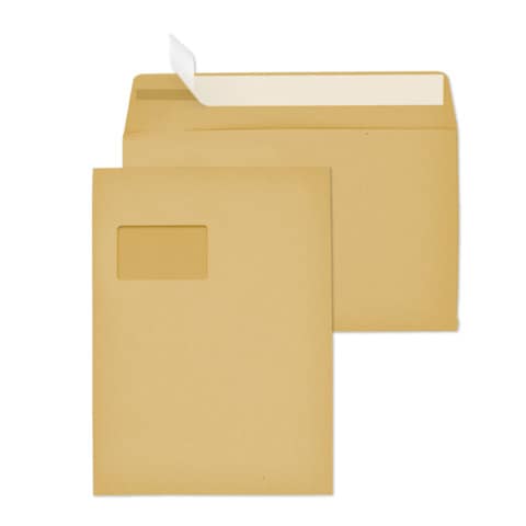 Versandtasche mit Fenster, C4, 110g/m², Haftklebend, 250 Stück, braun MAILMEDIA 30007357