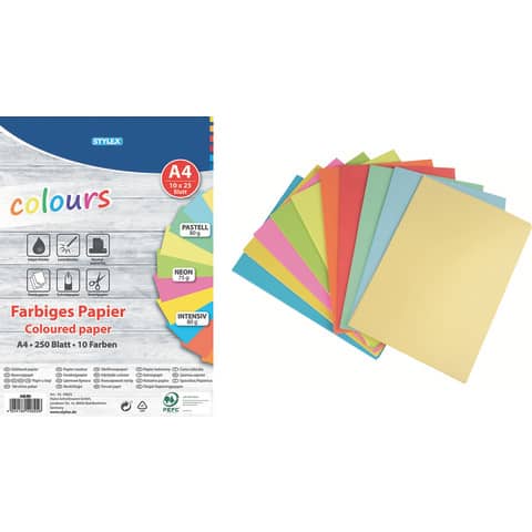 Kopierpapier, A4, 75/80g/m², 250 Blatt, sortiert TOPPOINT 40825