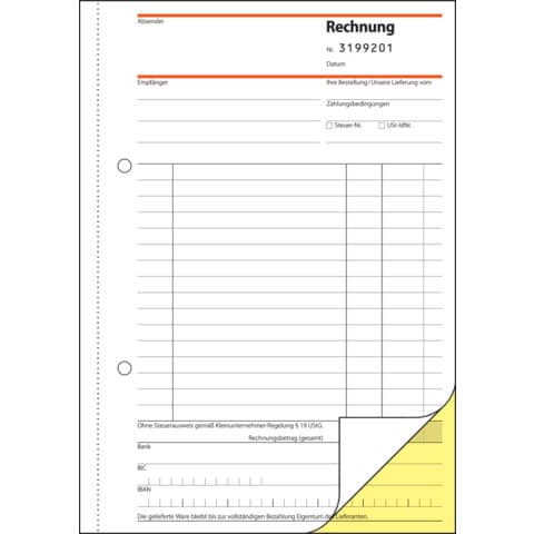 Rechnung für Kleinunternehmer ohne MwSt.-Ausweis, A5, 2x30 Blatt SIGEL SD130