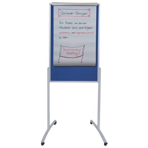Kombi-Moderationstafel PRO Stahl/Filz, Hoch/Querformat,  höhenverstellbar, 78x125cm, blau FRANKEN MTF801303
