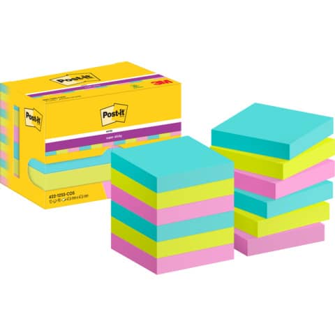 Haftnotizblock Super Sticky Notes Cosmic Collection, 48x48mm, 12x90 Blatt POST-IT 622-12SS-COS