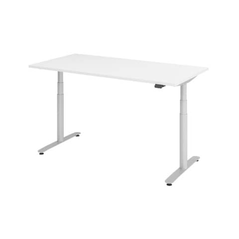 Schreibtisch T-Fuß - 160 x 63-127 x 80cm, elektrisch höhenverstellbar, weiß/graphit HAMMERBACHER VXDLR16/W/G